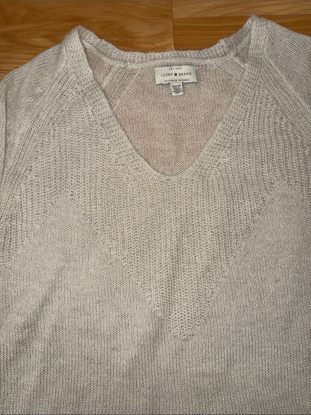 Lucky Brand Cream V-Neck Knit Sweater - Picture 3 of 3
